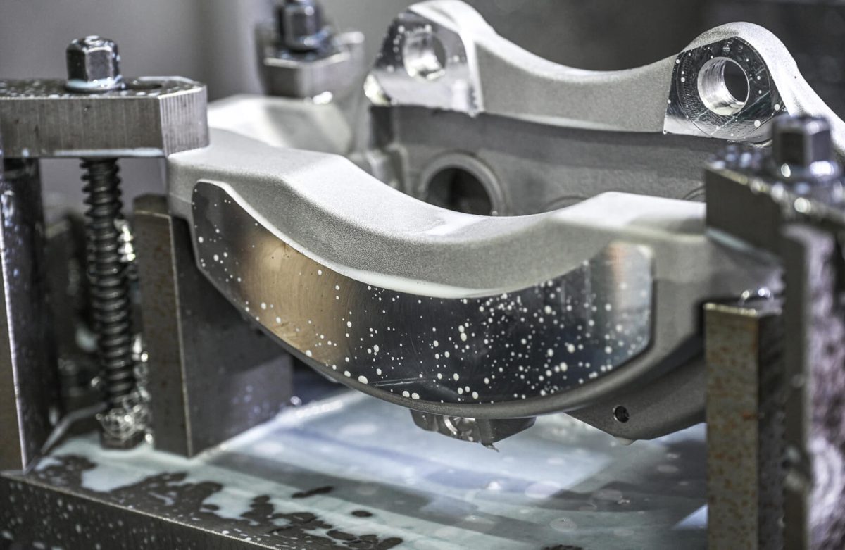 CNC machining of a brake caliper housing