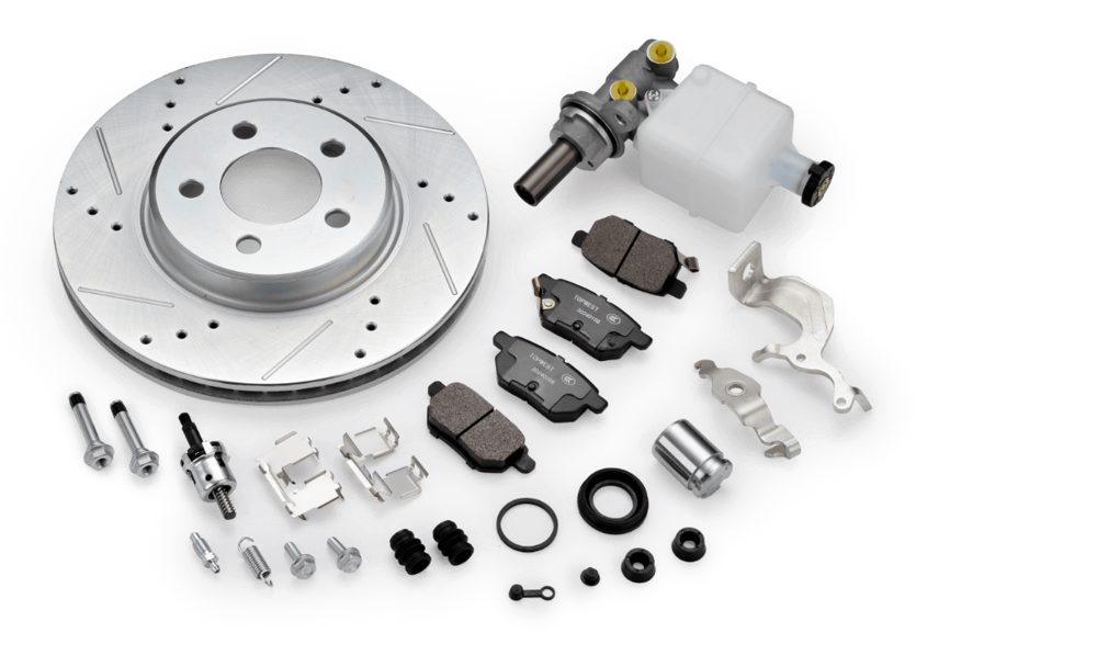 Brake caliper components: rotors, pads, pistons and hardware